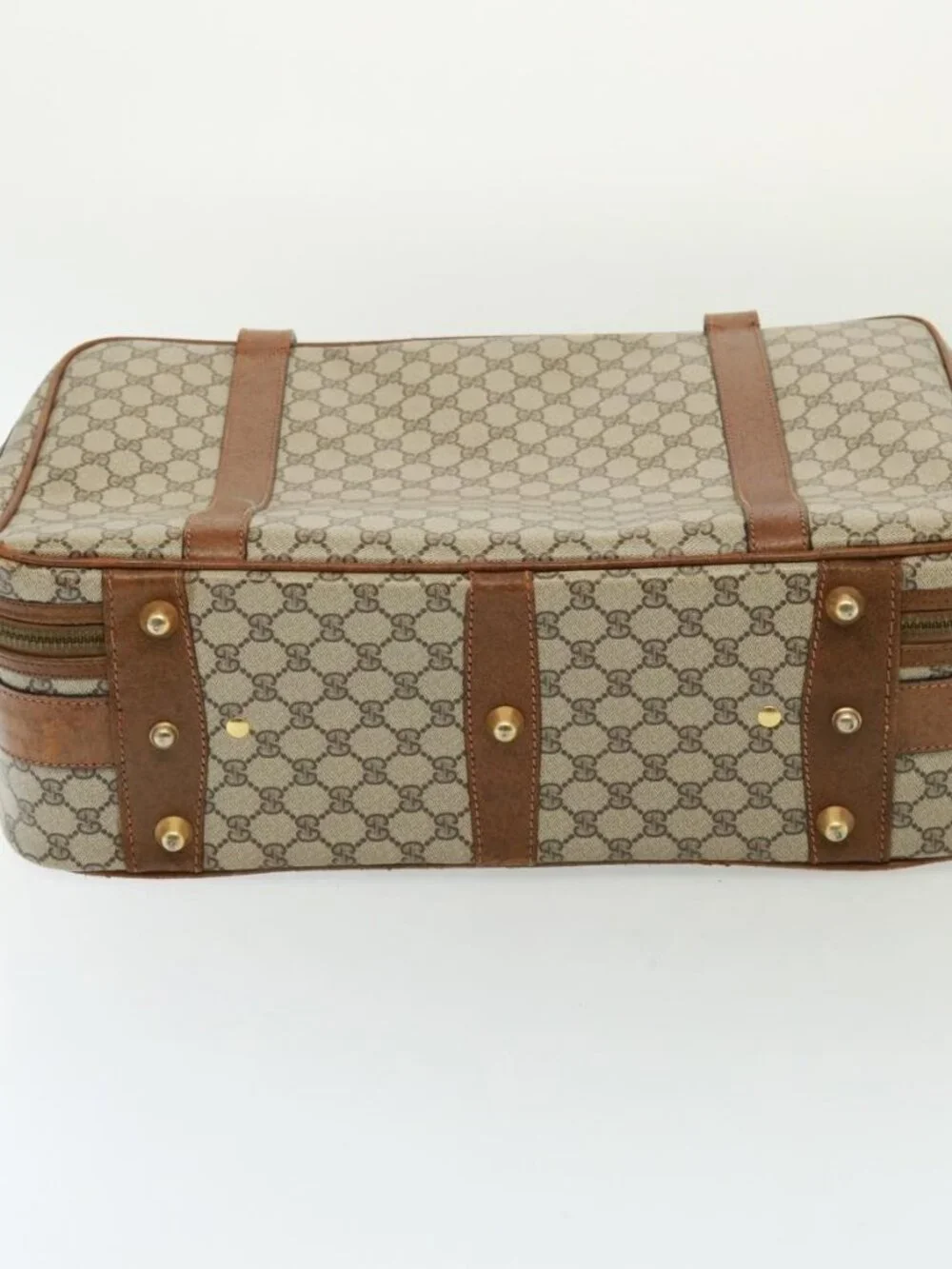 GUCCI GG Supreme Boston Bag PVC Beige Auth mr177